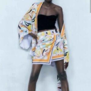 NWT Women's Silky multi color ZARA SKort Wraparound Straps sz large